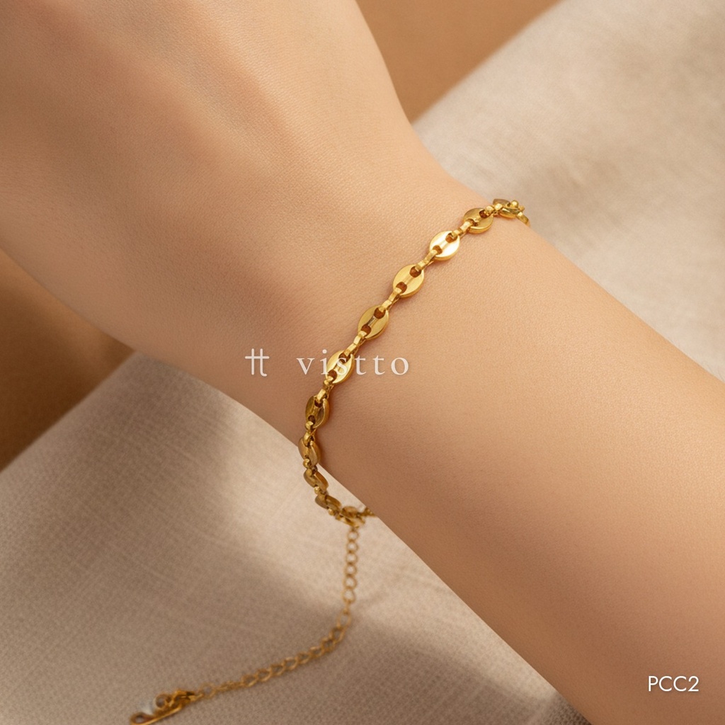 [PCC2] Pulsera dorada, eslabones ovalados
