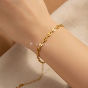 Pulsera dorada con cierre de langosta y extensor, diseño de cadena de eslabones ovalados tipo grano de café