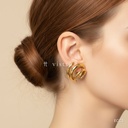 Earcuff dorado, triple banda abierta de tubos