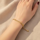 Pulsera dorada ancha con cierre de langosta y extensor, diseño de doble hilera de cadena barbada plana