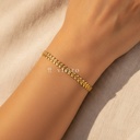 Pulsera dorada con cierre de langosta y extensor, diseño de cadena en espiga de trigo con eslabones lisos