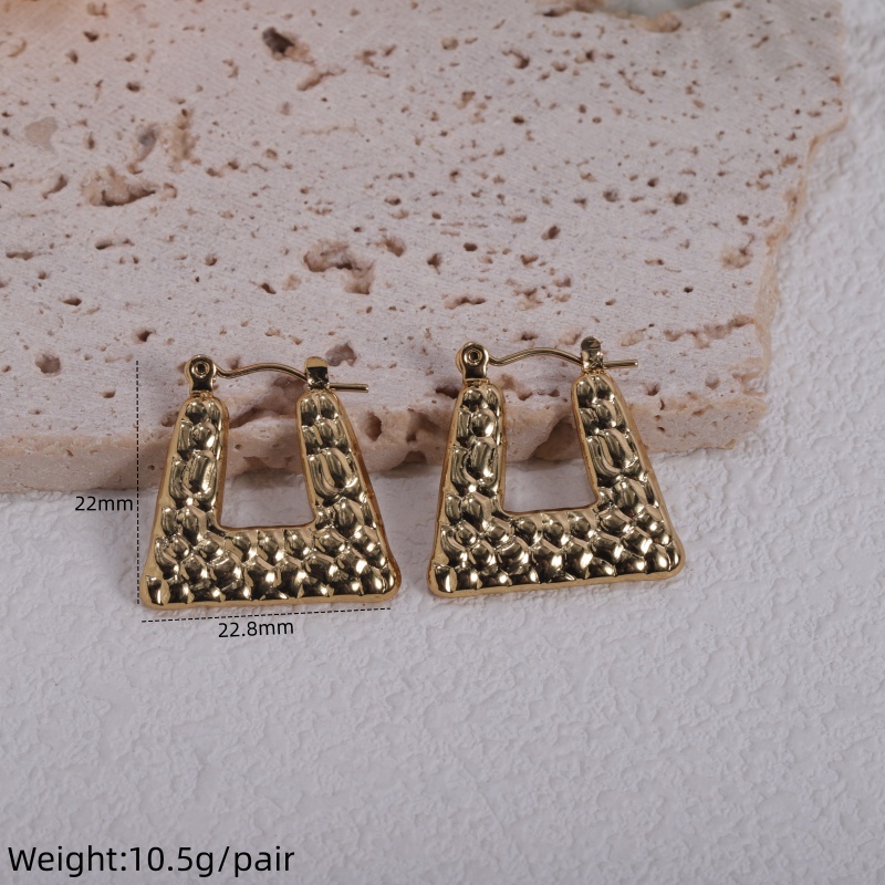 [Z94] Aretes de diseño geométrico en acero inoxidable 316L con chapado en oro 18k y electrochapado al vacío (Oro · Tamaño promedio · Oro)
