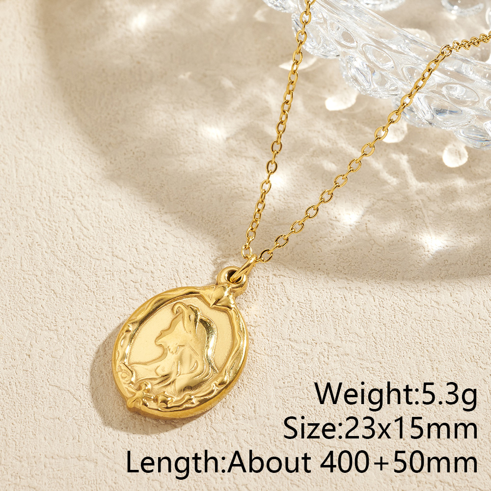 [C40] Collar oval de acero inoxidable 304 con recubrimiento PVD y chapado en oro 18k (Oro)