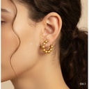 Earcuff dorado, hilera de esferas en C abierta
