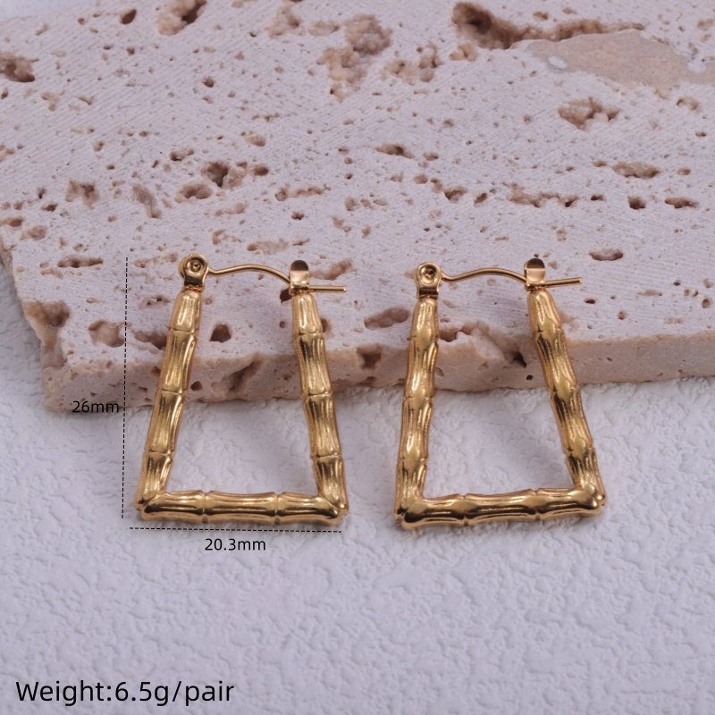 [Z92] Aretes de acero inoxidable 316L con chapado en oro 18k y electrochapado al vacío (Oro · Tamaño promedio · Oro)