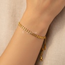 Pulsera dorada con cierre de langosta y extensor, diseño de cadena de eslabones diminutos en forma de corazón dispuestos en doble hilera
