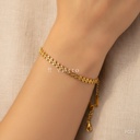 Pulsera dorada, doble hilera de diminutos corazones en espiga