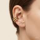 Earcuff dorado, triple banda abierta de tubos