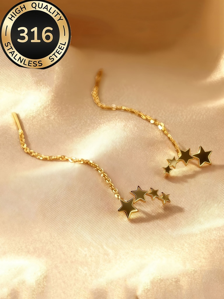 [Z113] Aretes de acero inoxidable 316 con chapado en oro 18k