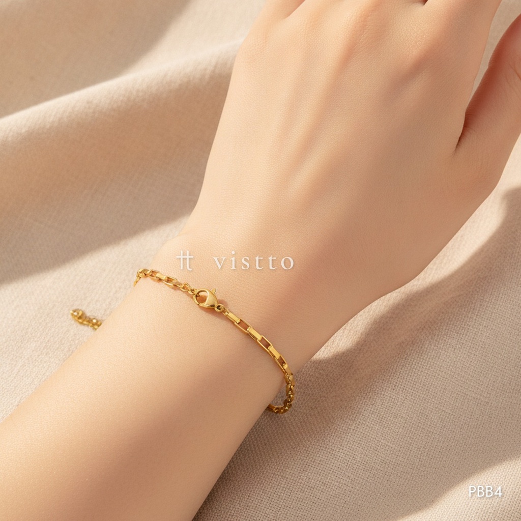 [PBB4] Pulsera dorada, cadena de eslabones rectangulares grandes