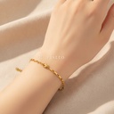 Pulsera dorada con cierre de langosta y extensor, diseño de cadena de eslabones rectangulares lisos