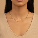 Collar dorado de cadena de eslabones alargados tipo clip, con extensor