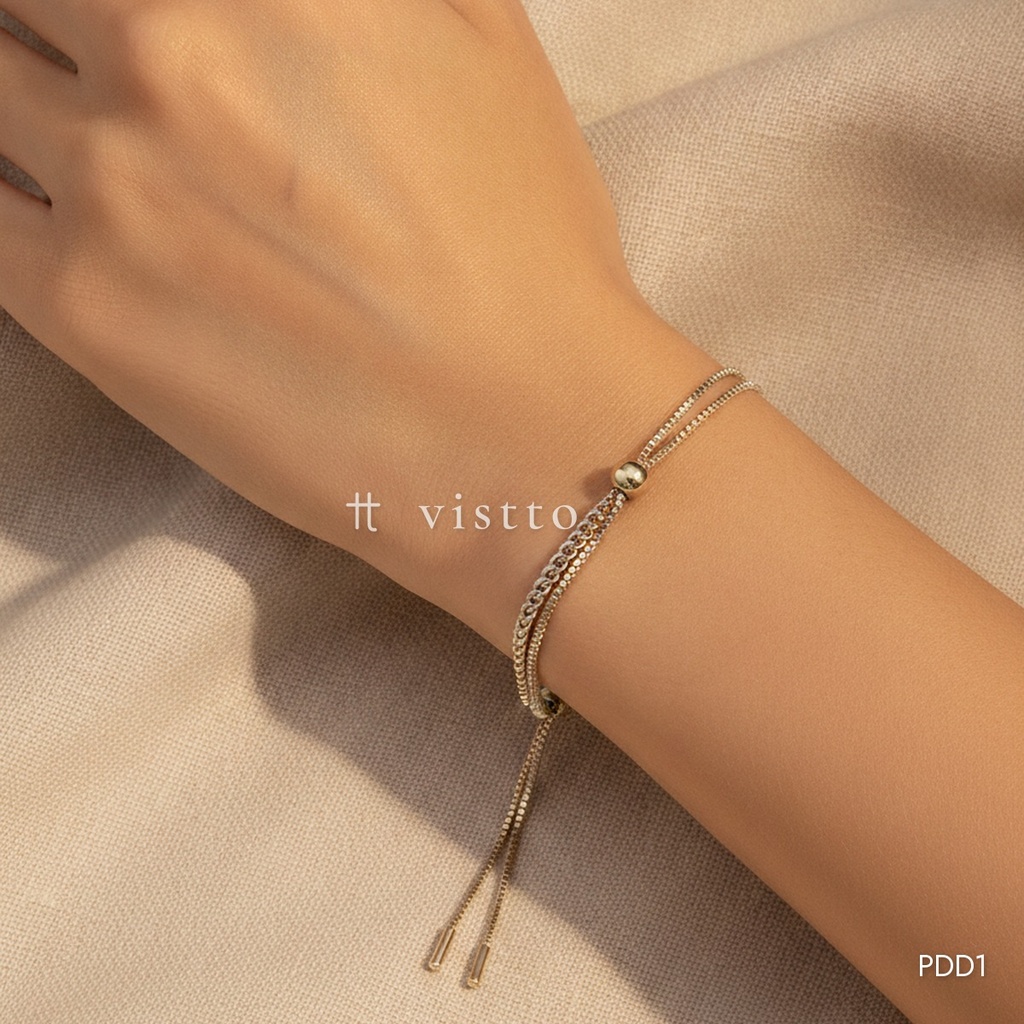 Pulsera plateada con cuenta deslizante
