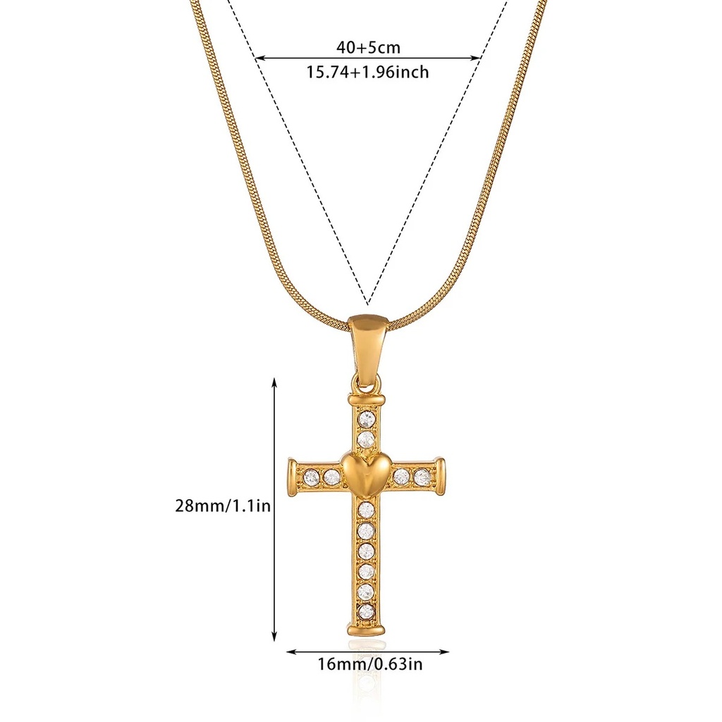 [C55] Collar con cruz de acero inoxidable 304 con recubrimiento PVD