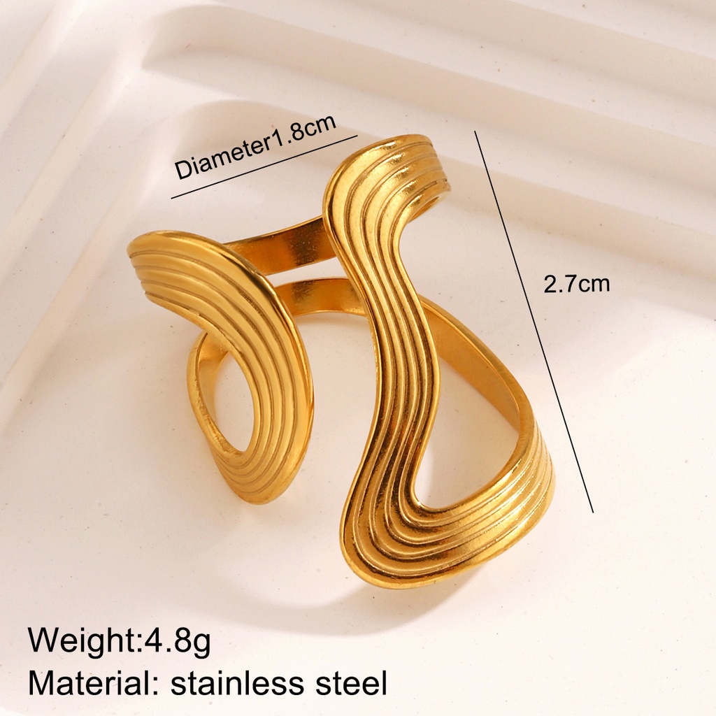 [A81] Anillo abierto de acero inoxidable 304 con chapado en oro 18k (Oro · Estilo 1324)
