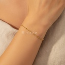 Pulsera dorada fina con cierre de langosta y extensor, diseño de cadena de eslabones con pequeñas cuentas espaciadas