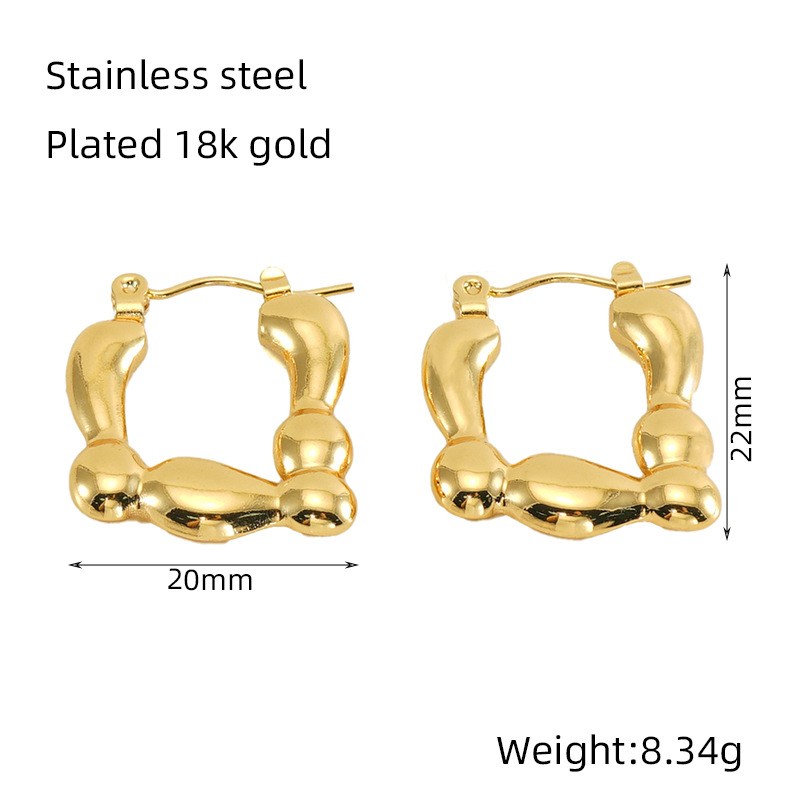 [Z23] Aretes de acero inoxidable 304 con recubrimiento PVD y chapado en oro 18k · NH36484482 (Oro · ZYG1324)
