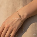 Pulsera plateada ajustable, cadena de serpiente con cuenta deslizante