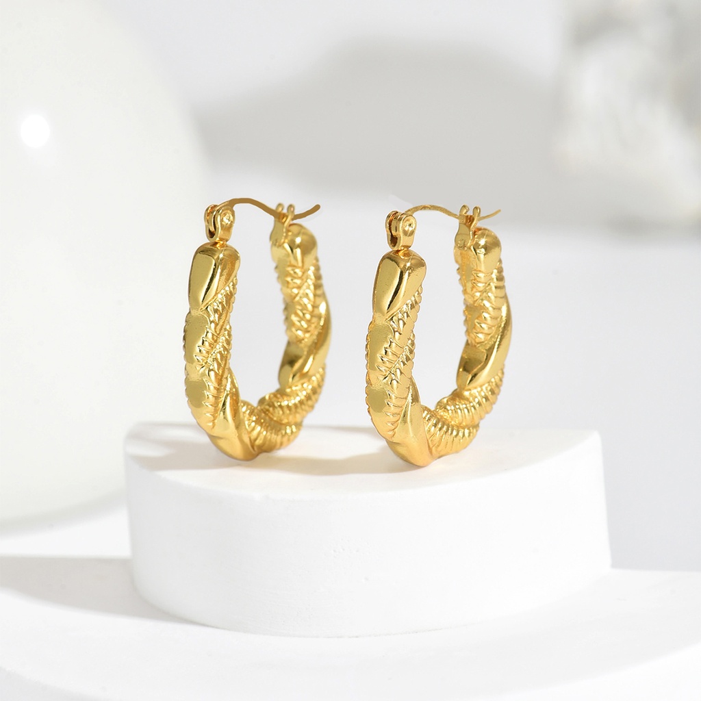 [NH42912007] Aretes de acero inoxidable 304 con baño de oro y recubrimiento PVD · NH42912007 (Oro · E735)