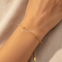 Pulsera dorada fina con cierre de langosta y extensor, diseño de cadena de serpiente con cuentas redondas