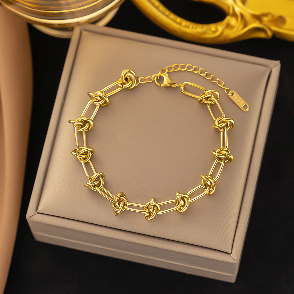 [P43] Pulsera de eslabones en acero inoxidable 304 con baño de oro y recubrimiento PVD (Oro · [Sle243] Cadena de Espina de Oro)