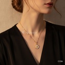 Collar dorado, cadena fina con dije de girasol de circonias