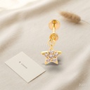 Zarcillos dorados labret, dije de estrella de circonias