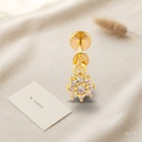 Zarcillos dorados labret, dije de flor de circonias