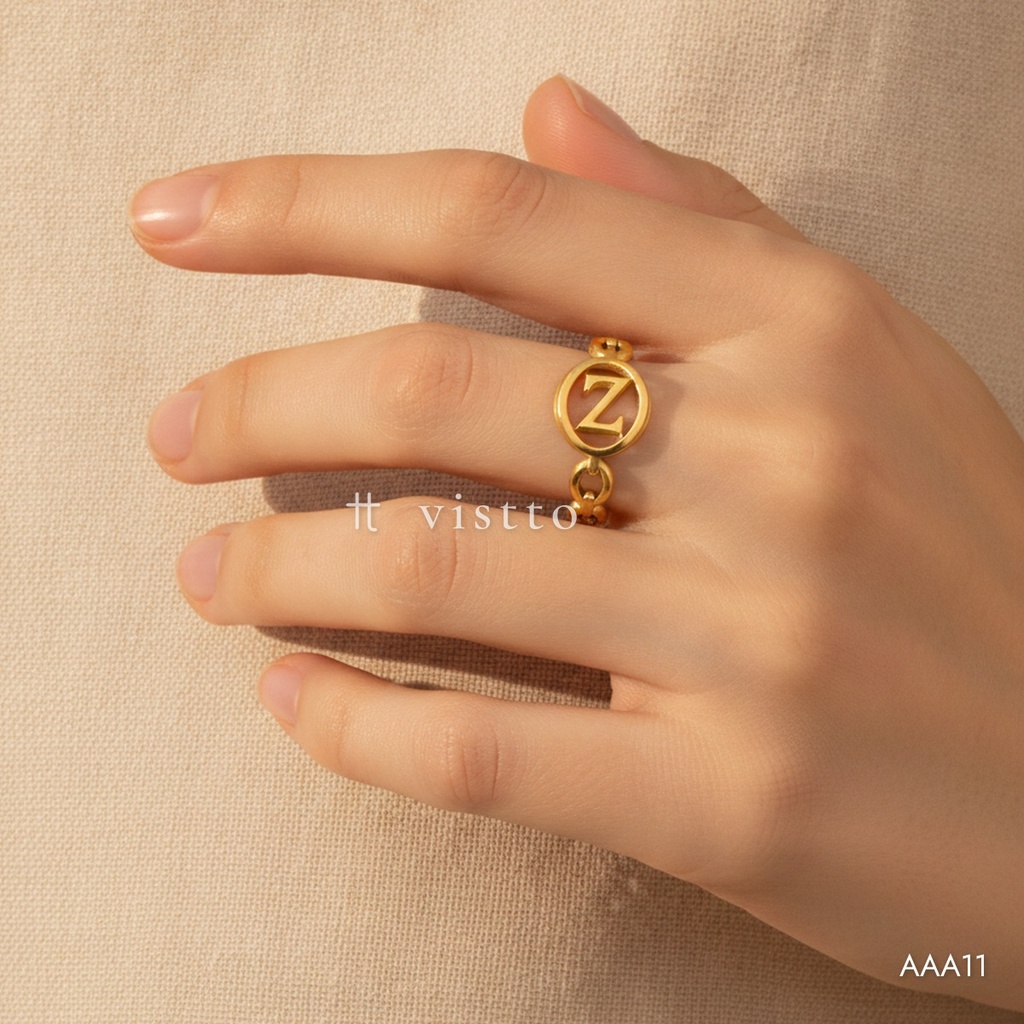 [AAA11] Anillo dorado abierto, ovalados con central de letra Z