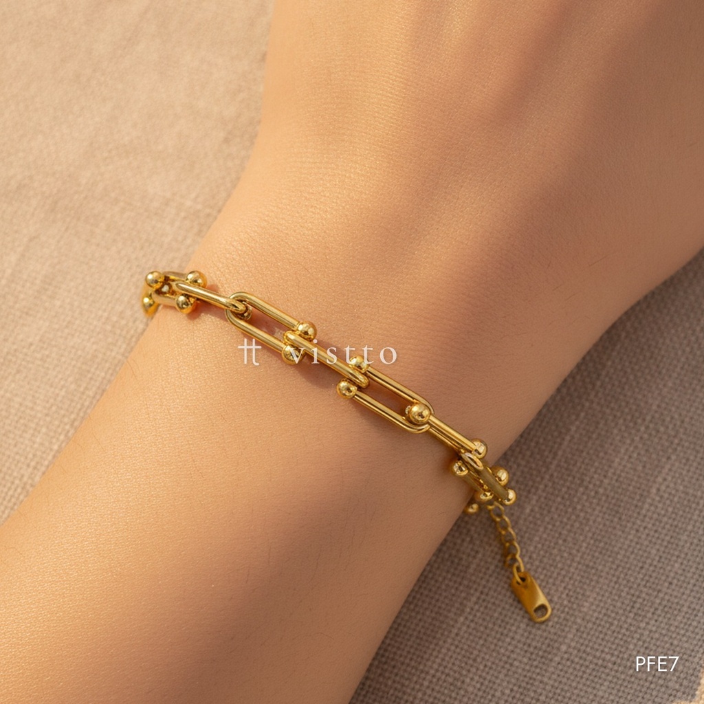 Pulsera dorada, eslabones en U