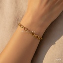 Pulsera dorada, eslabones ovalados unidos por conectores de barra