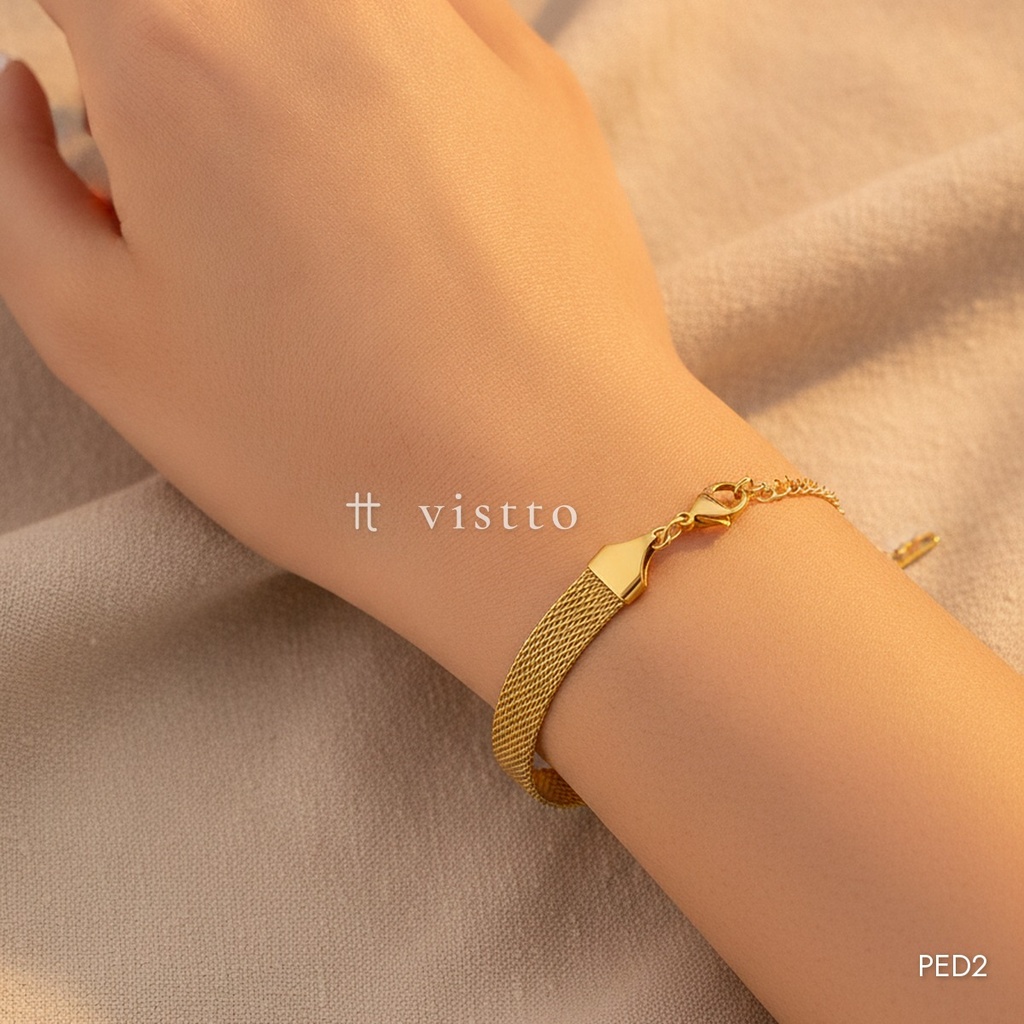 [PED2] Pulsera dorada de malla plana tejida