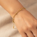 Pulsera dorada, doble cadena con cuentas esféricas finas