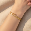 Pulsera dorada, doble cadena barbada plana fina
