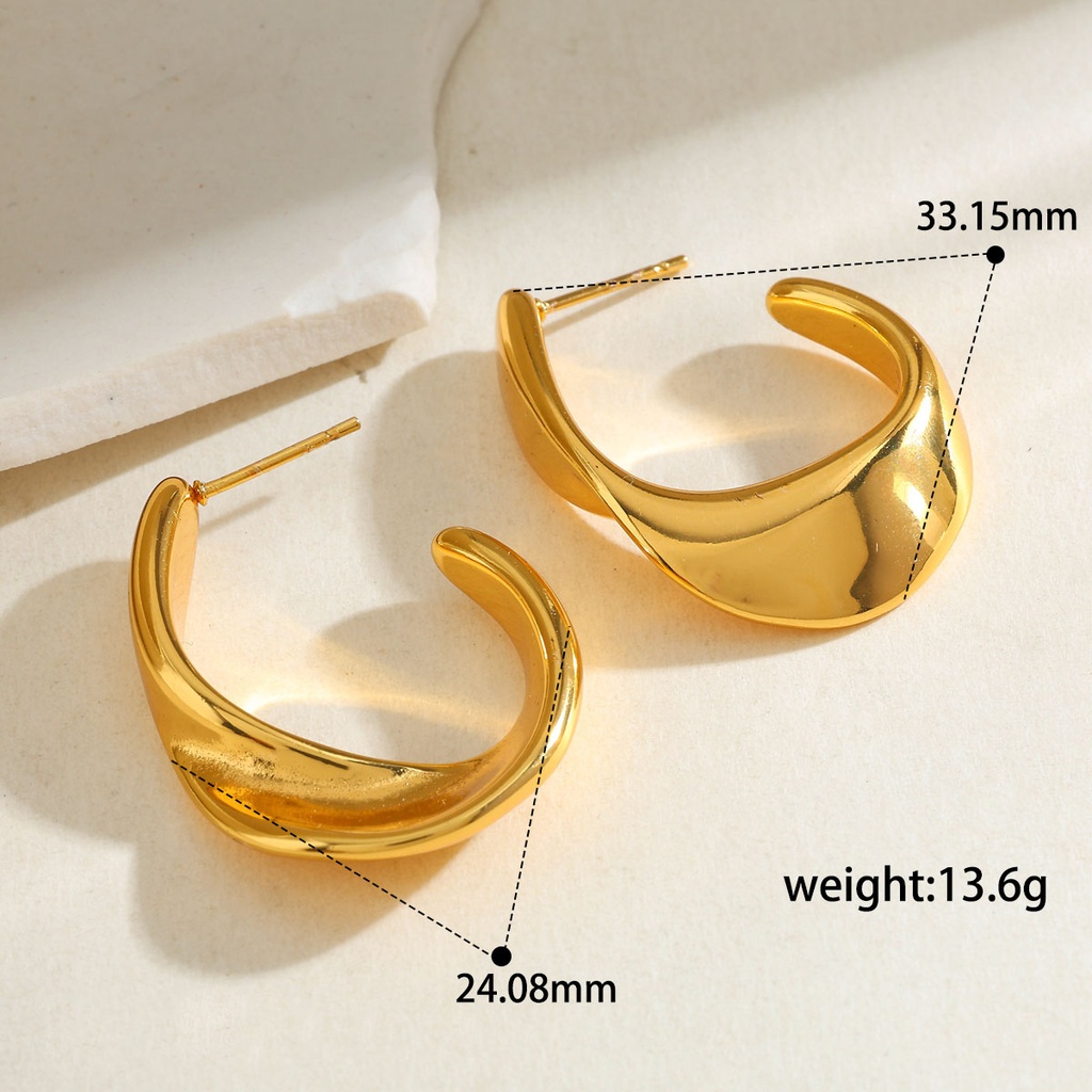 [Z78] Aretes de diseño geométrico en acero inoxidable 304 con chapado en oro 18k y electrochapado al vacío (Oro)